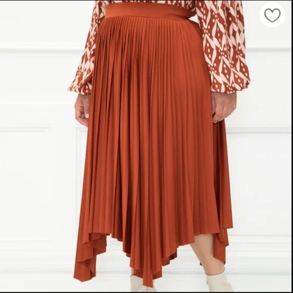 Eloquii Elements Pleated Skirt 🧡 Rust / Copper 🍁🍂 Size 18/20, midi length - Picture 2 of 9